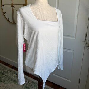 NWT Pumiey White Square Neck Long Sleeve Bodysuit 3XL